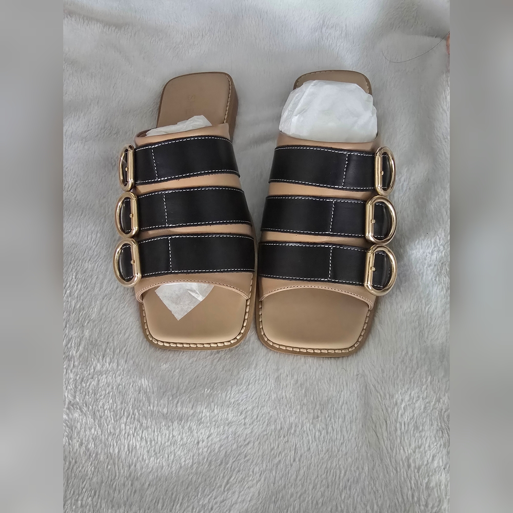 Elegant Black and Tan Women's Sandals